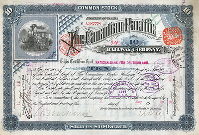 Canadian Pacific Railway, Montreal, shares à 100 $