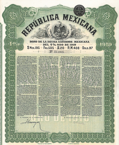 Republica Mexicana Gold Bond 1910