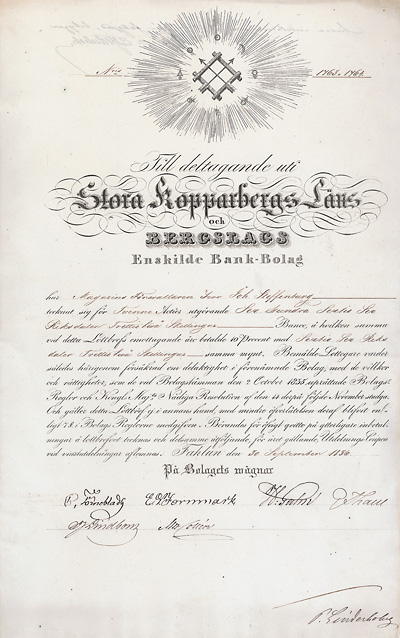 Stora Kopparbergs Läns och Bergslags Enskilde Bank-Bolag, 1836
