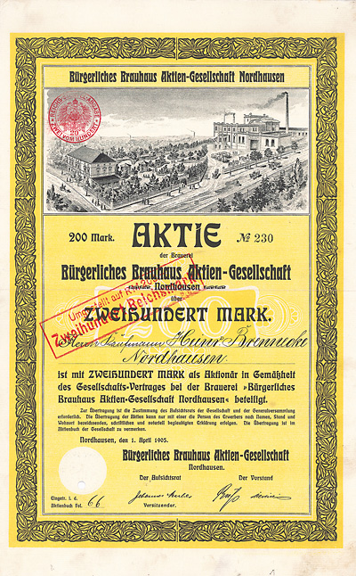 Bürgerliches Brauhaus AG Nordhausen 1905