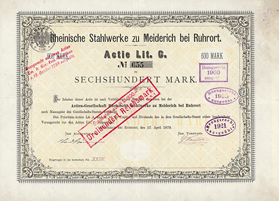 Rheinische Stahlwerke, Meiderich bei Ruhrort, 1878