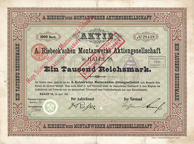 A. Riebeck’sche Montanwerke AG 1912