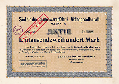 Sächsische Broncewarenfabrik AG, Wurzen, 1922