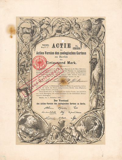 Actien-Verein des zoologischen Gartens zu Berlin 1900