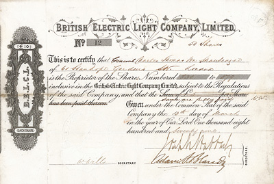 British Electric Light Company, 1879