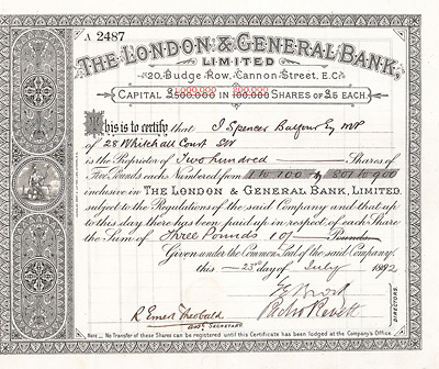 London & General Bank Limited, 1892
