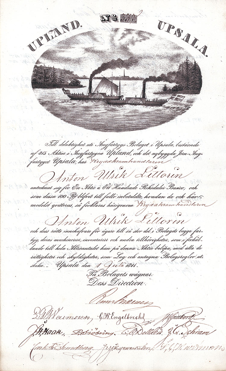 Ångfartygs-Bolaget Upsala Nonvaleurs als Sammelobjekte und Kapitalanlage