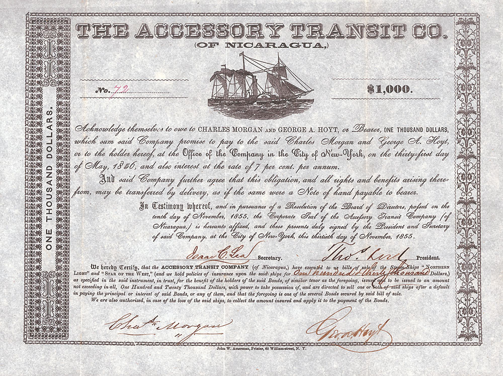 Accessory Transit Co. (of Nicaragua) Nonvaleurs als Sammelobjekte und Kapitalanlage