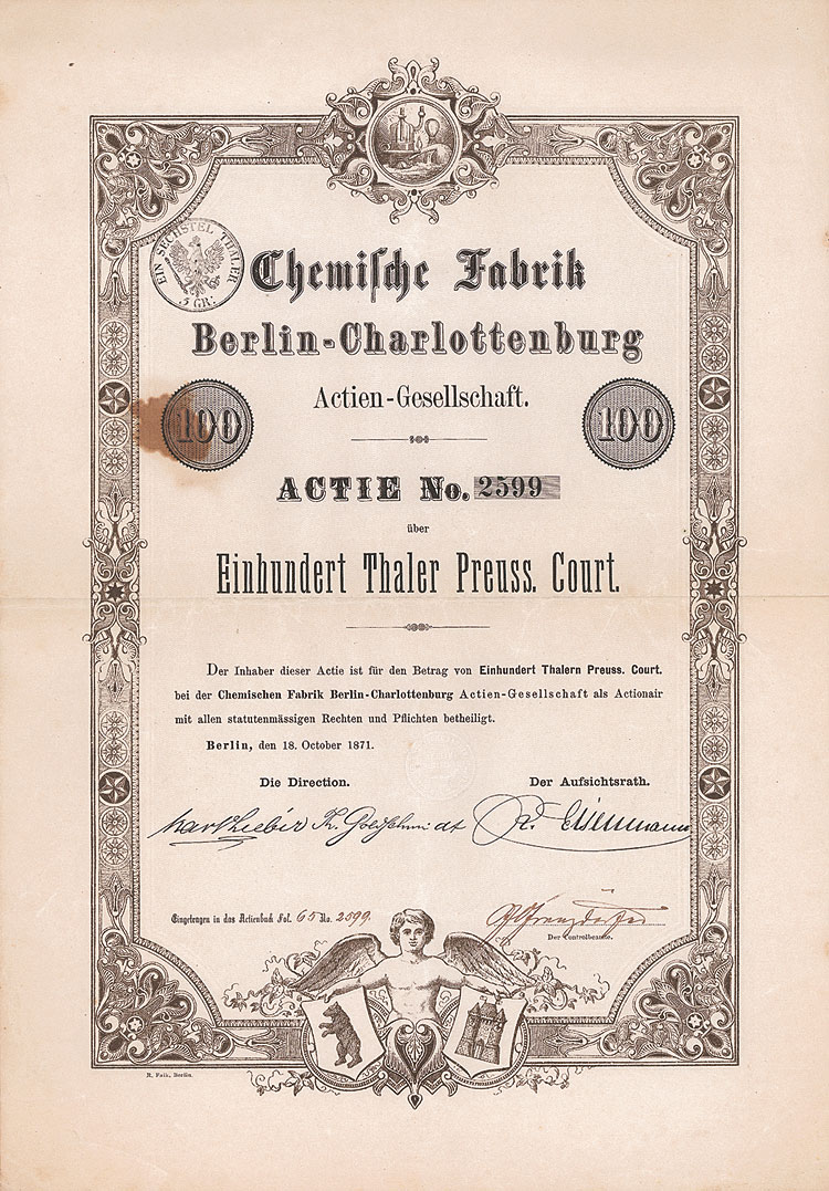 Chemische Fabrik Berlin-Charlottenburg AG Nonvaleurs als Sammelobjekte und Kapitalanlage