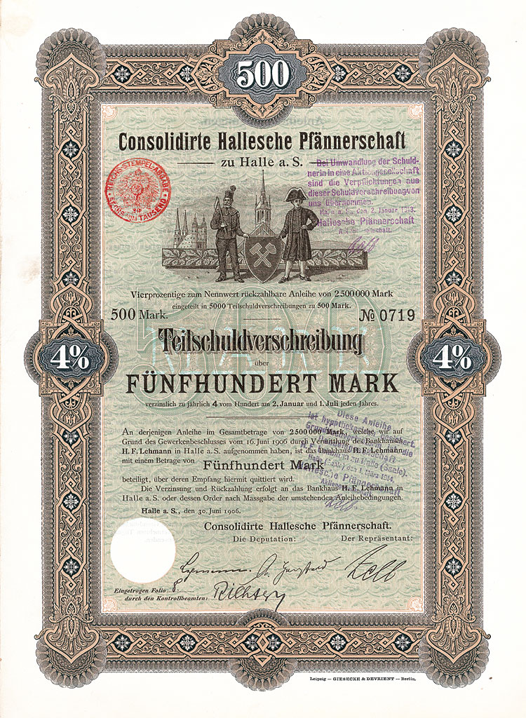 Konsolidierte Hallesche Pfaennerschaft Nonvaleurs als Sammelobjekte und Kapitalanlage