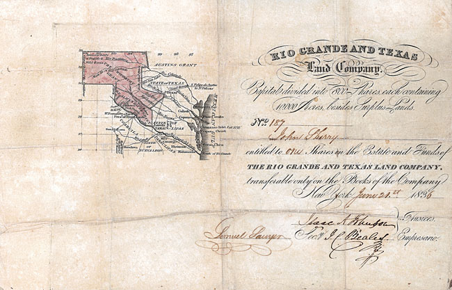 Rio Grande and Texas Land Company 1836 - MUSEAL