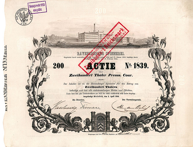 Ravensberger Spinnerei 1856