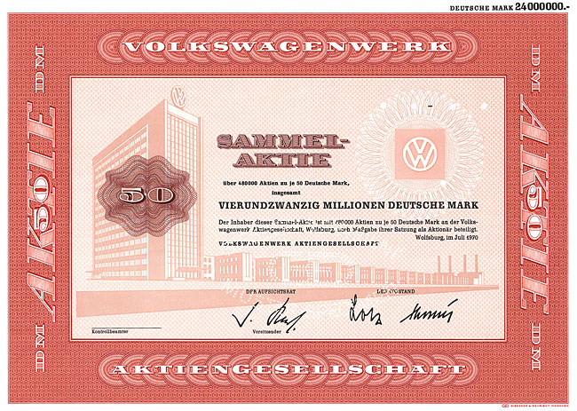 VW Sammelaktie 24 Millionen DM