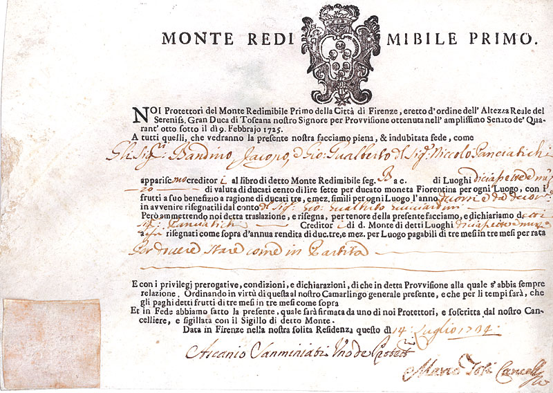 Monte Redimibile (Primo) della Citta di Firenze