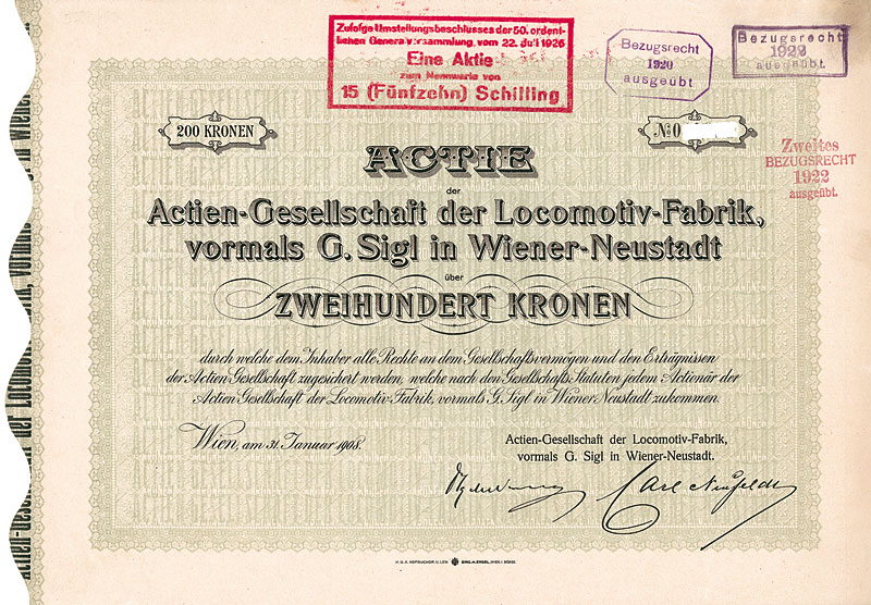 AG der Locomotiv-Fabrik vormals G. Sigl in Wiener-Neustadt