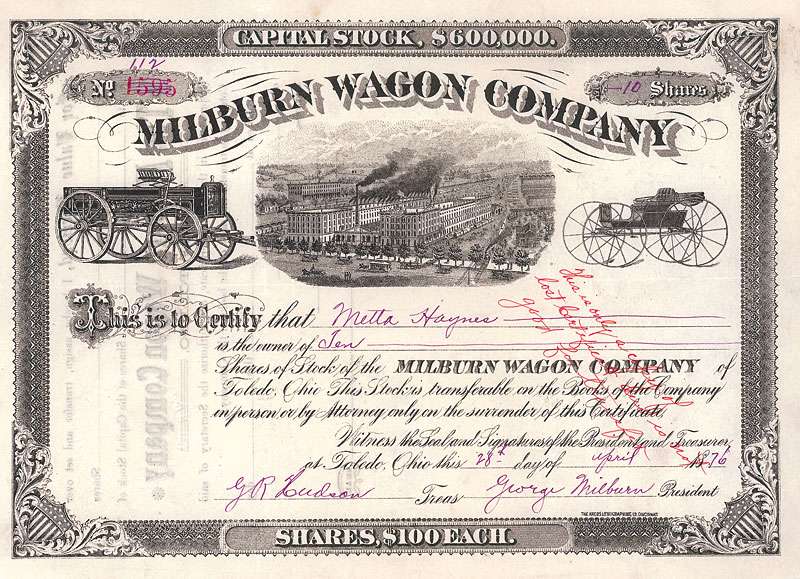 Milburn Wagon Company, Toledo, Ohio 1876