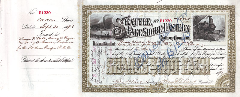 Seattle, Lake Shore and Eastern Railway Company 1893