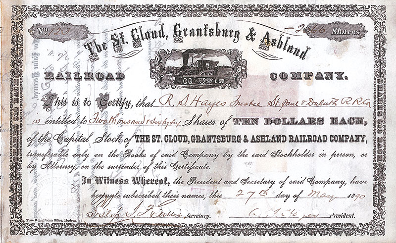 St. Cloud, Grantsburg and Ashland Railroad Company, Minnesota 1890