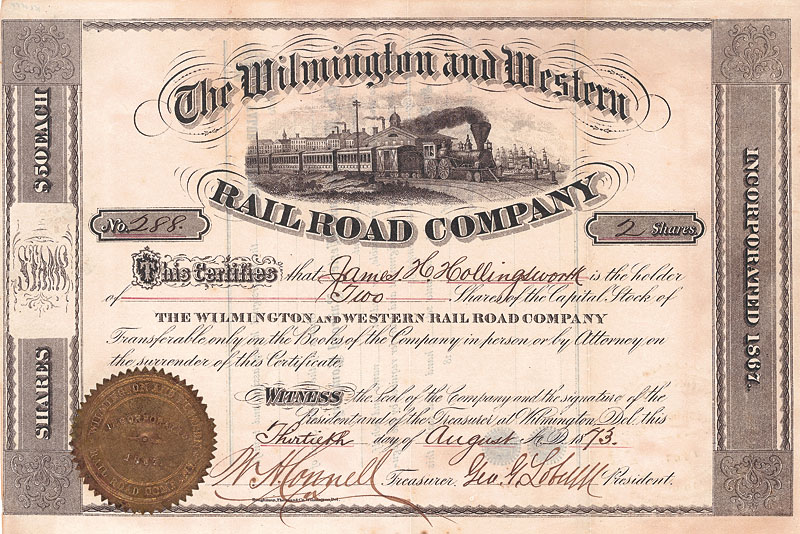 Wilmington and Western Railroad Company 1873