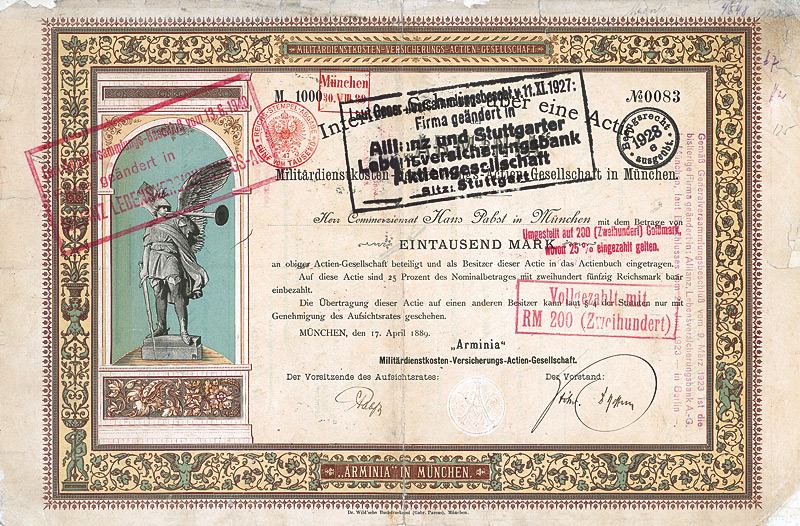 Norddeutscher Lloyd, Bremen, 1000 Mark, Aktie von 1923