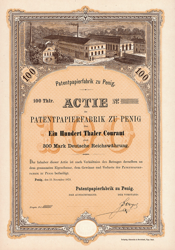 Patentpapierfabrik zu Penig, 1872