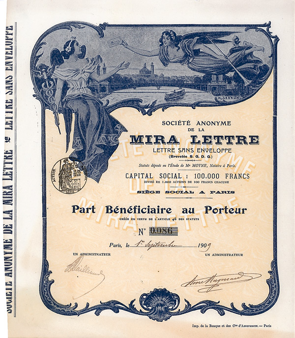 S.A. de la Mira Lettre - Letrre sans Enveloppe