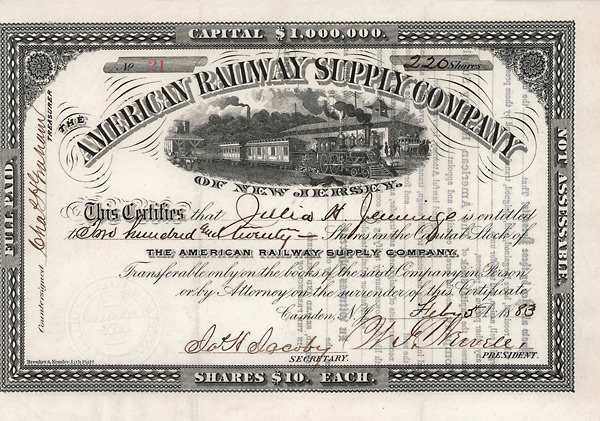 American Railway Supply. Camden, New Jersey, 1883