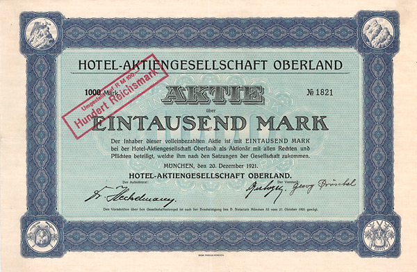 Hotel-AG Oberland München 1921