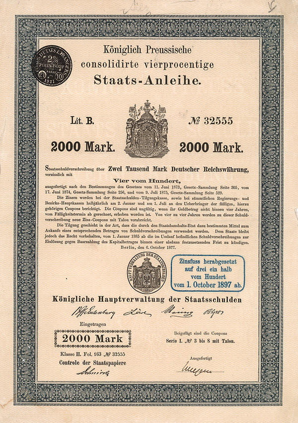 Königreich Preußen, Staatsanleihe, Anleihe von 1877