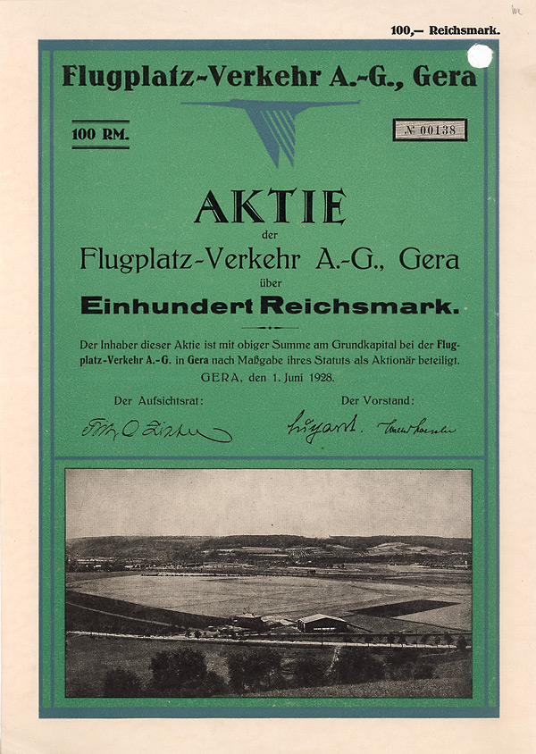 Flugplatz-Verkehr AG Gera 1928