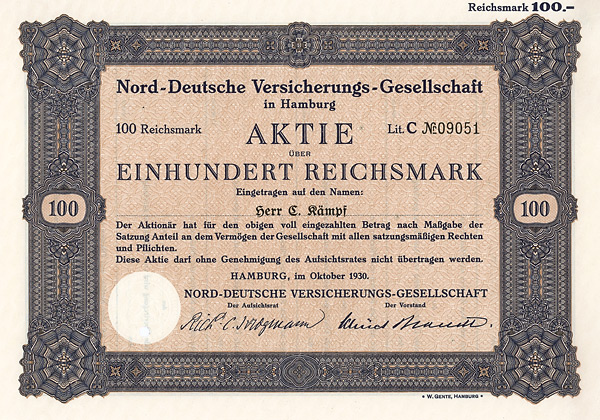 Nord-Deutsche Versicherungs-Gesellschaft Hamburg 1930