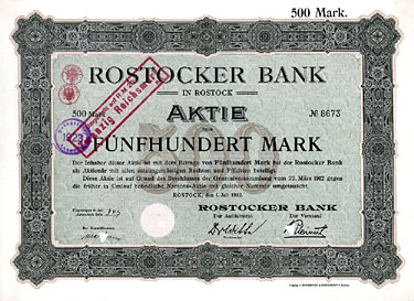 Rostocker Bank, Aktie von 1912
