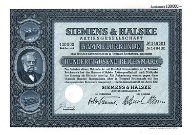 Siemens & Halske AG Berlin Sammelaktie 100.000 RN
-
