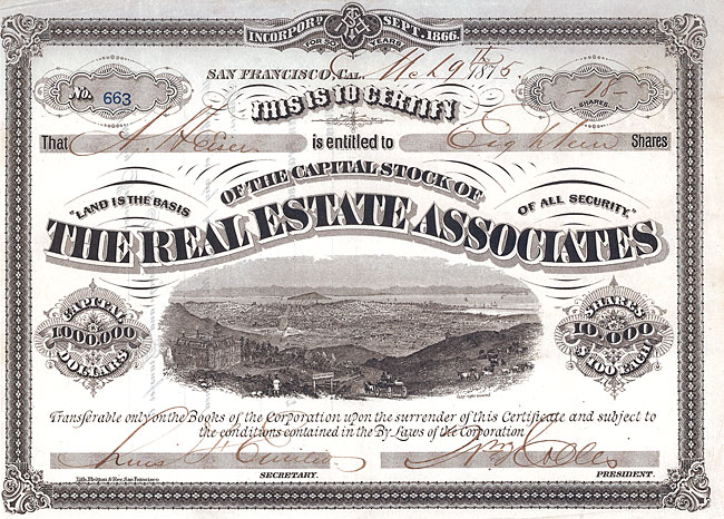 Real Estate Associates - Aktie von 1875 - Los Nr. 1469 - MUSEAL