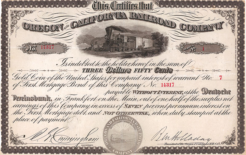 Oregon and California Railroad Company 1870