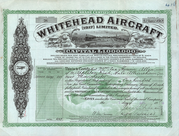 Whitehead Aircraft (1917) Ltd., 1918