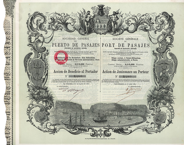 Sociedad General del Puerto de Pasajes, San Sebastian, 1885