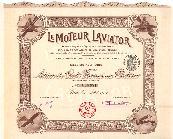 Le Moteur Laviator S.A., Paris, 1911