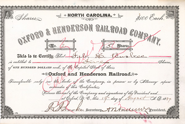 Oxford and Henderson Railroad Company