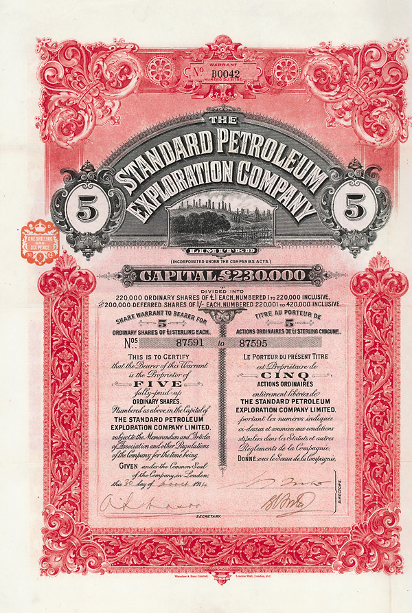 Standard Petroleum Exploration Company, London, 1914