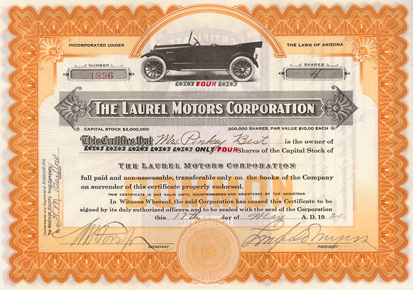 Laurel Motors Corporation 1920