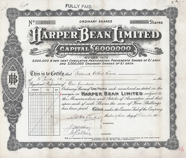 Harper Bean Limited, 1920