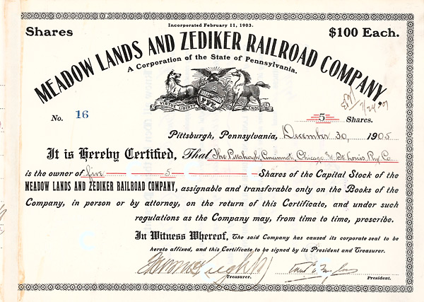 Meadow Lands and Zediker Railroad Company