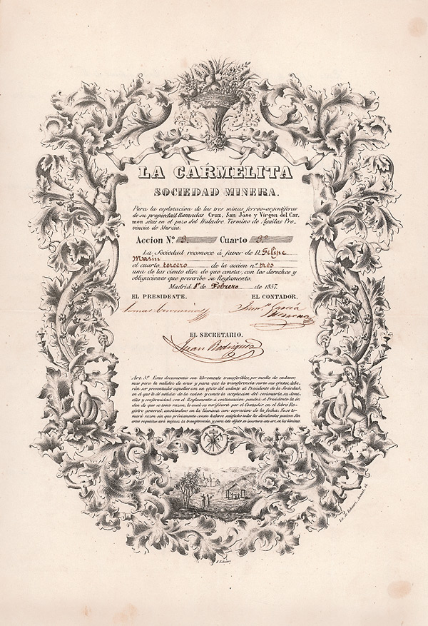 Sociedad Minera La Carmelita, Madrid, 1857