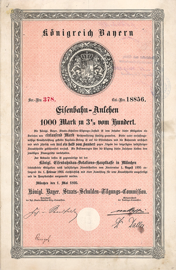 Königreich Bayern - Eisenbahn-Anlehen, 1895