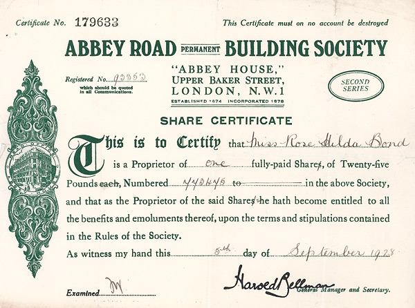 Abbey Road Building Society, London, 1928