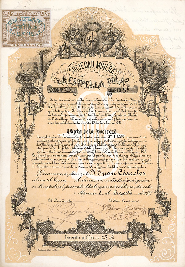Sociedad Minera “La Estrella Polar”, Murcia, 1877