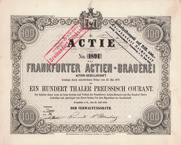 Frankfurter Actien-Brauerei AG - Frankfurt an der Oder - 1870