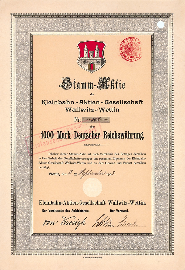 Kleinbahn-AG Wallwitz-Wettin, Wettin, 1903