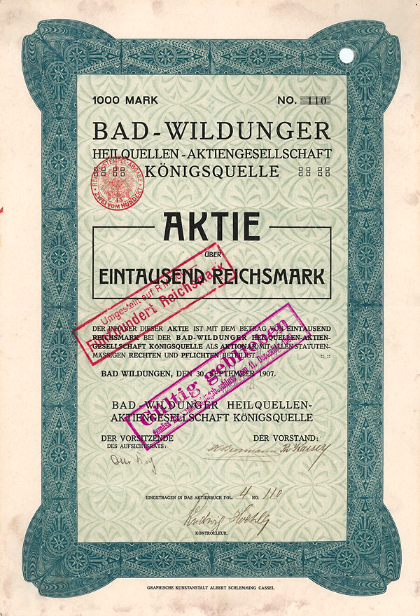 Bad Wildunger Heilquellen-AG Königsquelle, 1907